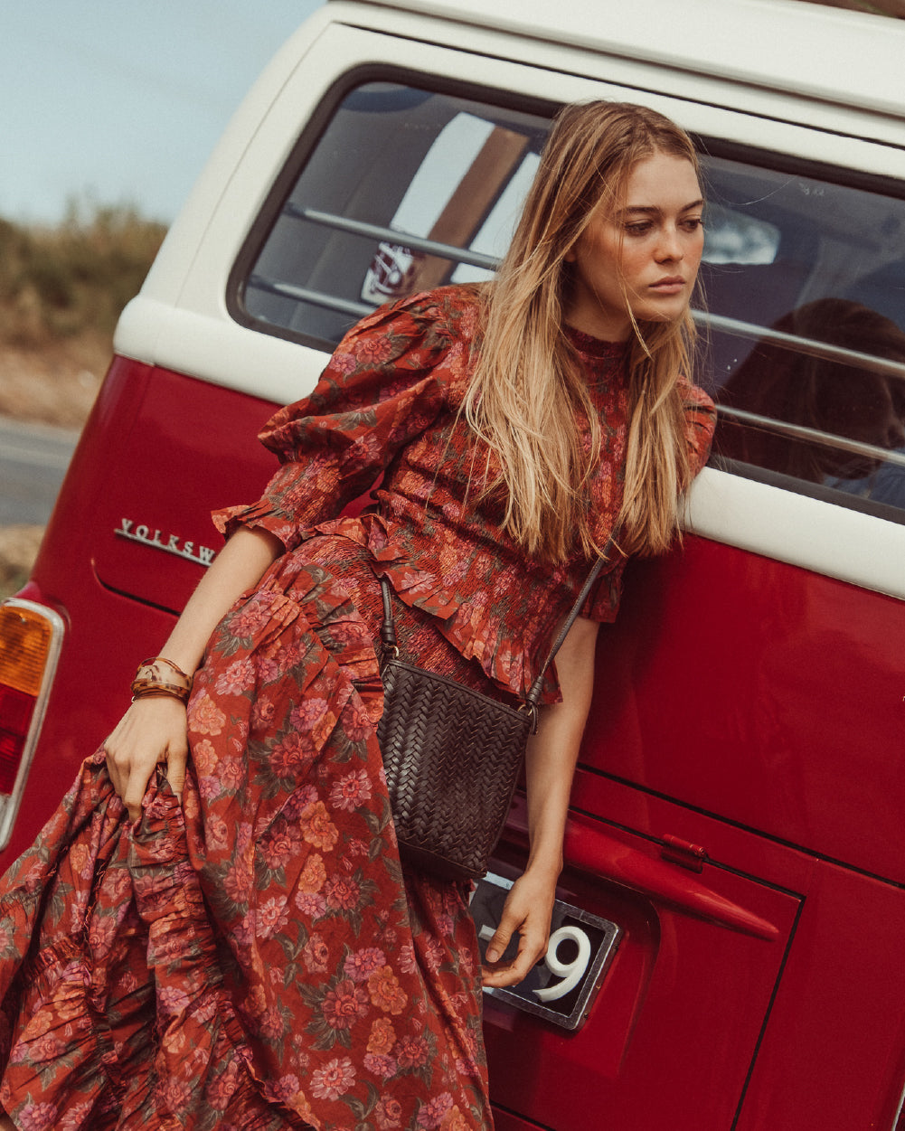 FALDA STRADA RED FLOWERS