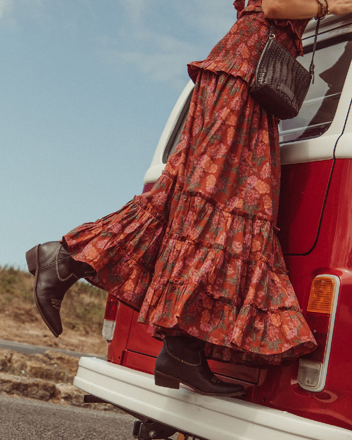 FALDA STRADA RED FLOWERS