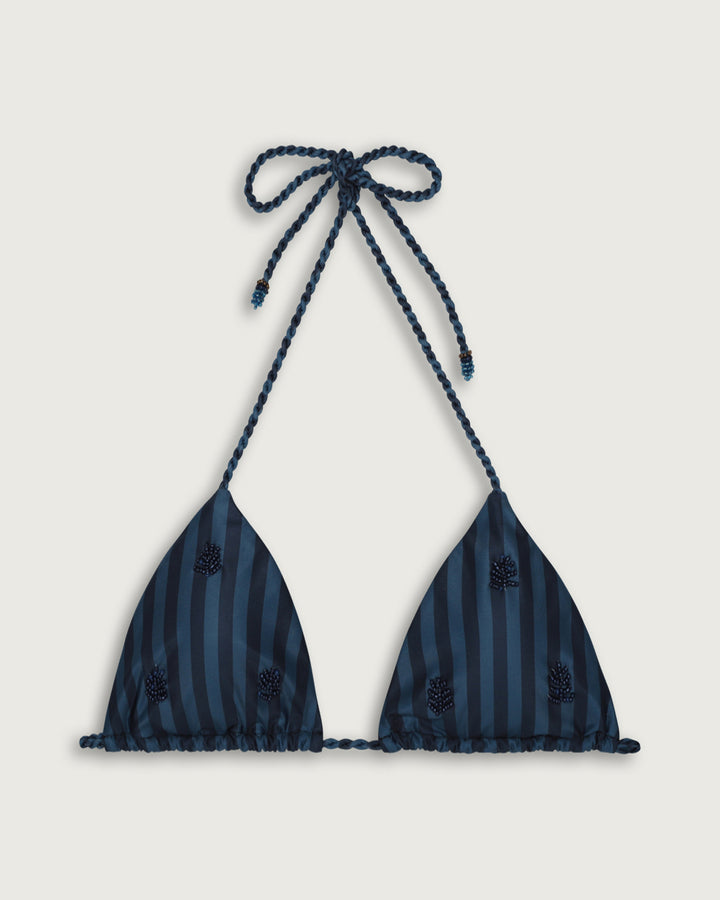 TOP SALINA TRIANGULOS BORDADO BLUE STRIPES