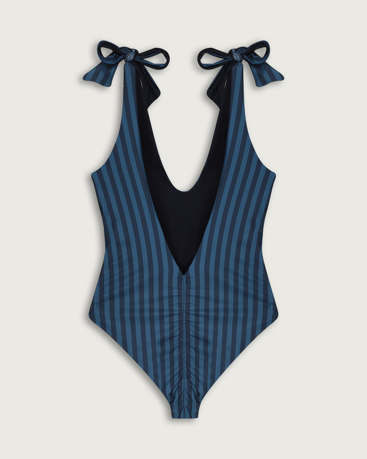 ONE PIECE CORAL BLUE STRIPES / NAVY