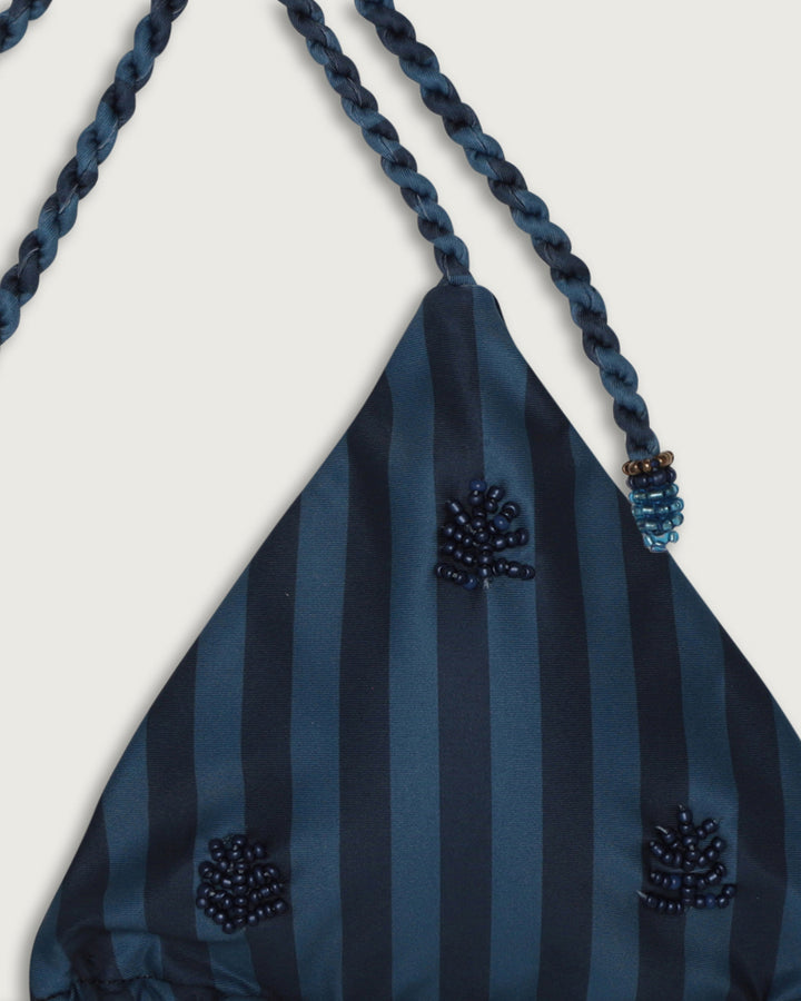 TOP SALINA TRIANGULOS BORDADO BLUE STRIPES