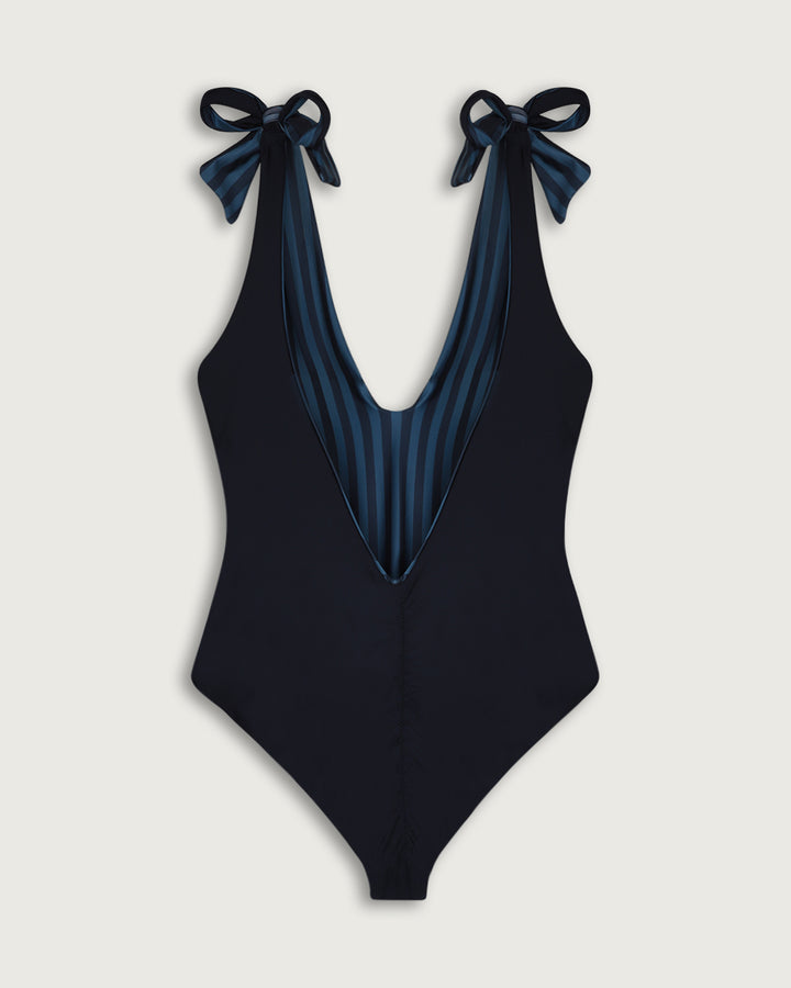 ONE PIECE CORAL BLUE STRIPES / NAVY