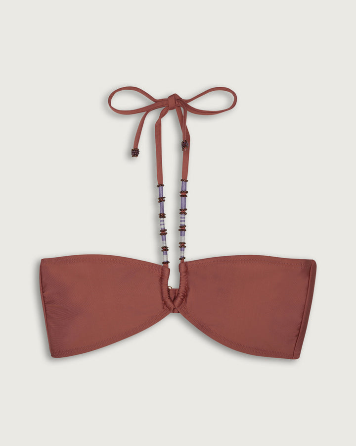 TOP HALTER MOSTACILLAS SOLID BROWN