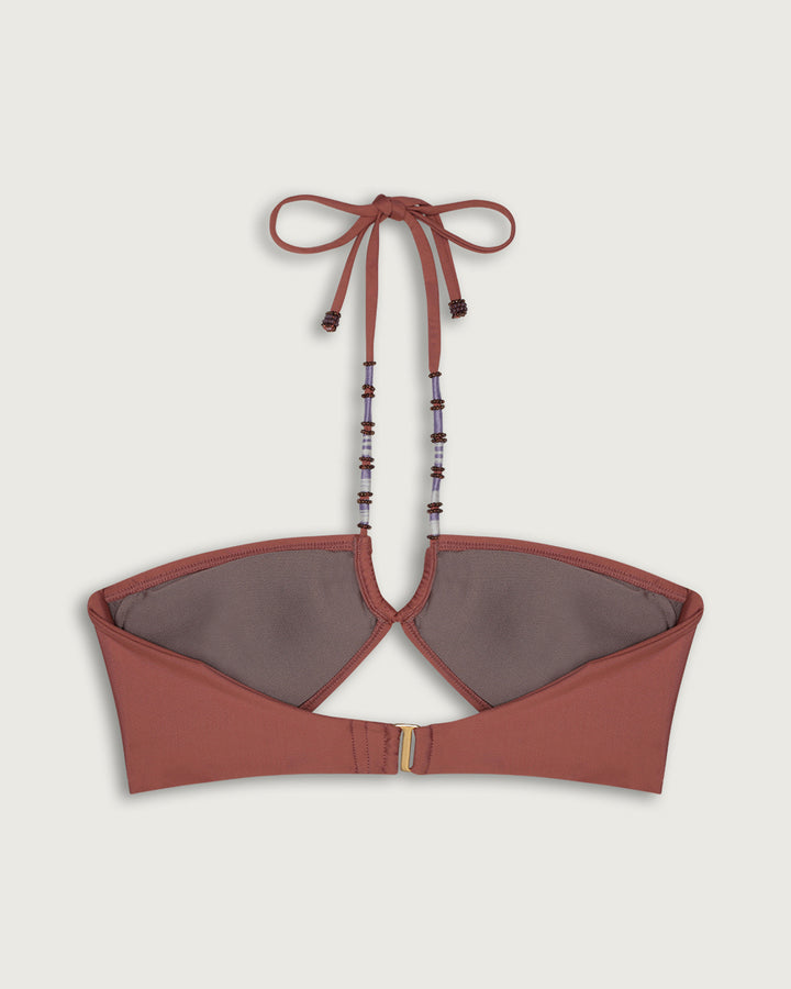 TOP HALTER MOSTACILLAS SOLID BROWN