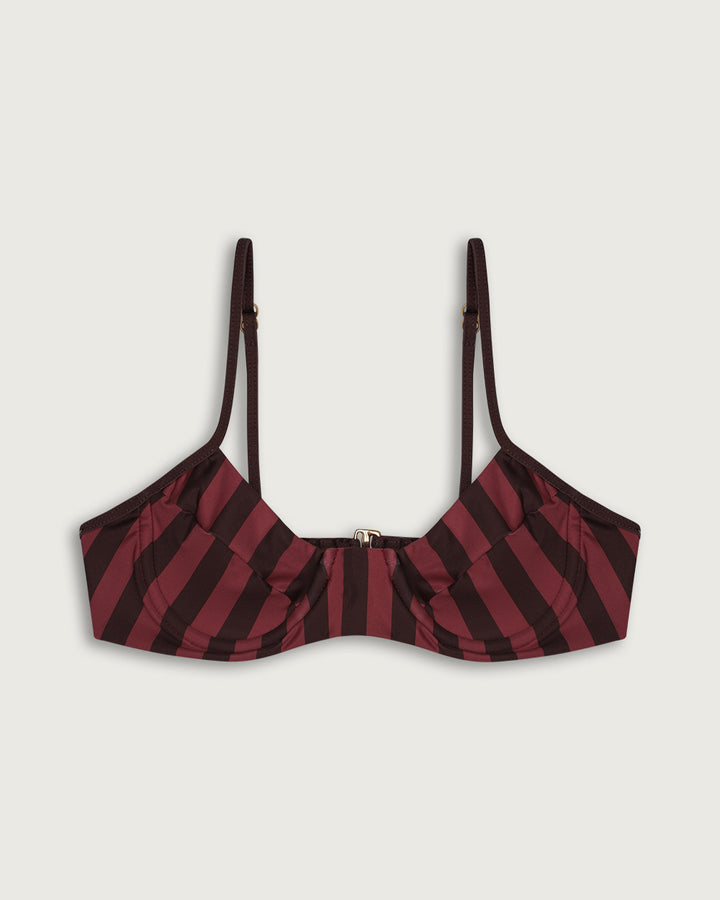 TOP LILIA CON ARCO COFFEE STRIPES