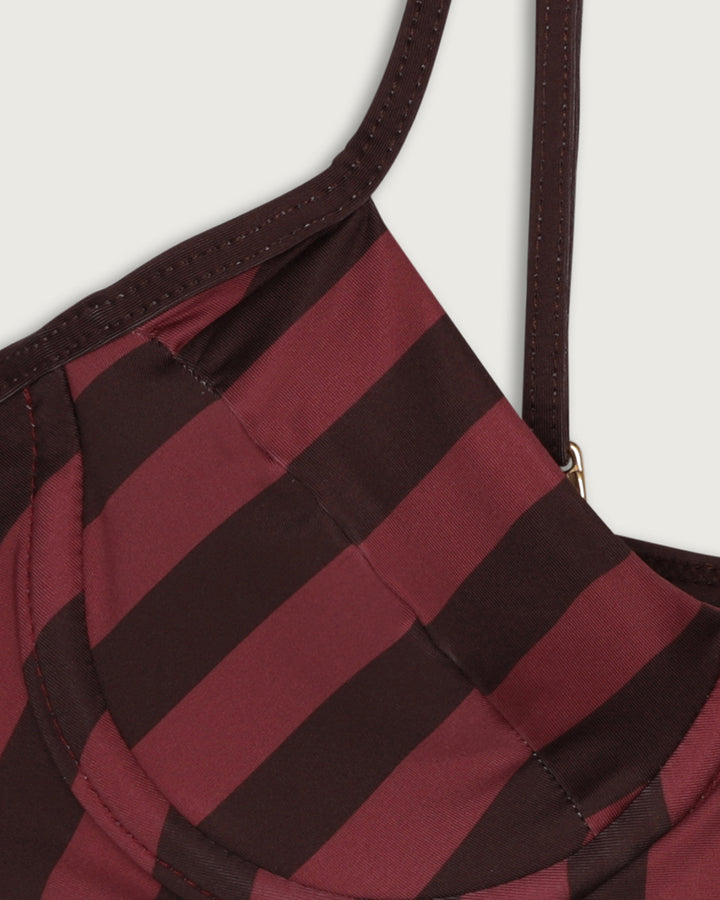 TOP LILIA CON ARCO COFFEE STRIPES