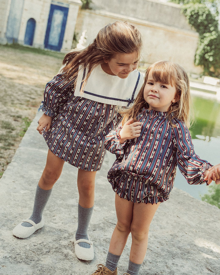 VESTIDO DENIM ALINA BLUEBERRY PRINT PETIT