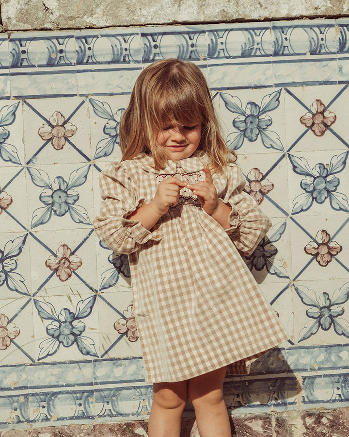 VESTIDO FELISA VICHY BEIGE PETIT