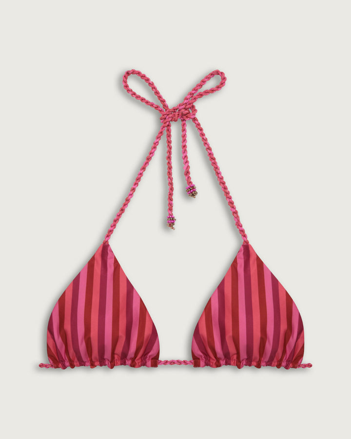 TOP SALINA TRIANGULOS REVERSIBLE FUCSIA STRIPES