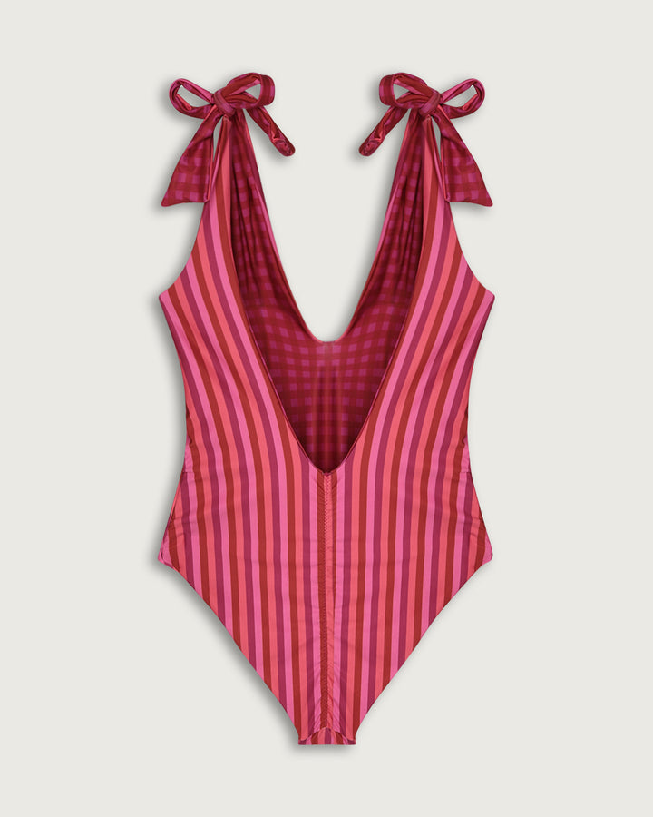 ONE PIECE CORAL FUCSIA STRIPES / PINK VICHY