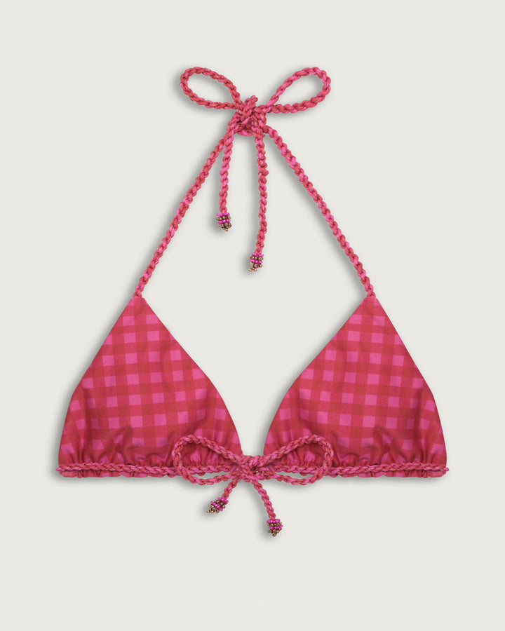 TOP SALINA TRIANGULOS REVERSIBLE FUCSIA STRIPES