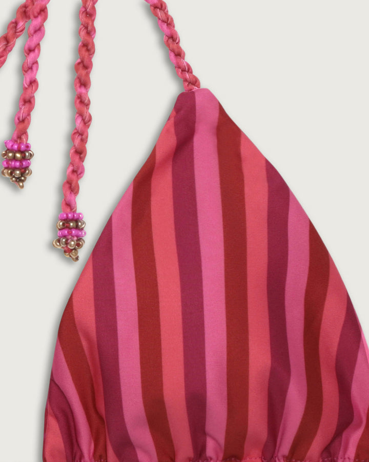 TOP SALINA TRIANGULOS REVERSIBLE FUCSIA STRIPES