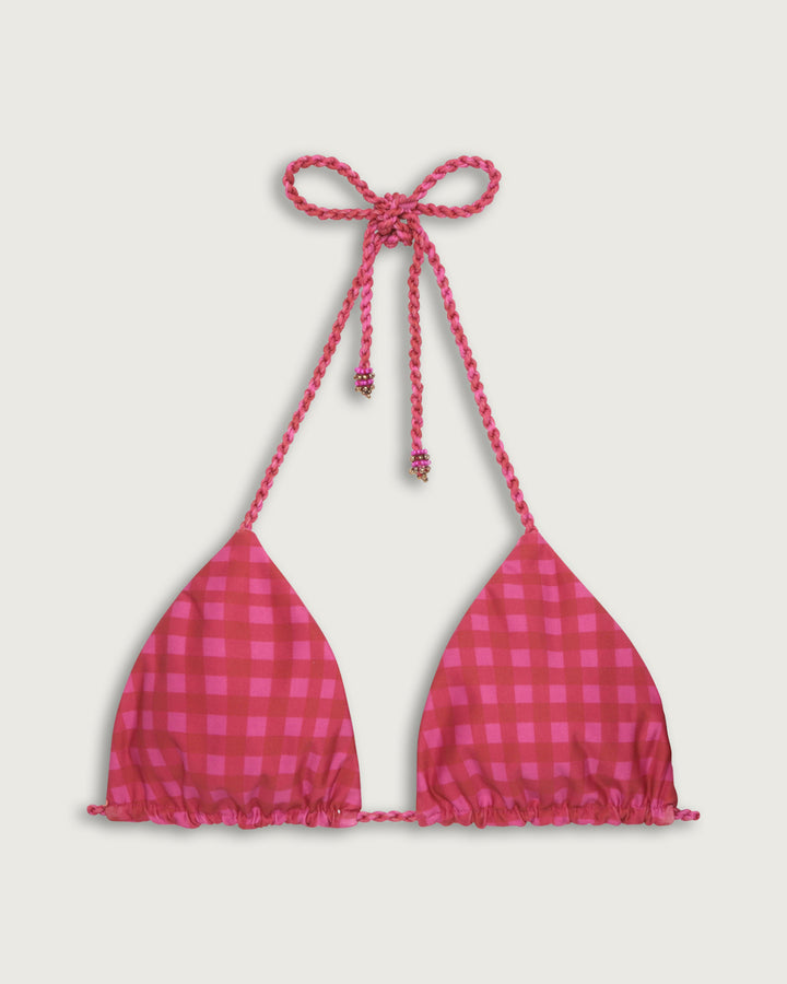 TOP SALINA TRIANGULOS REVERSIBLE FUCSIA STRIPES