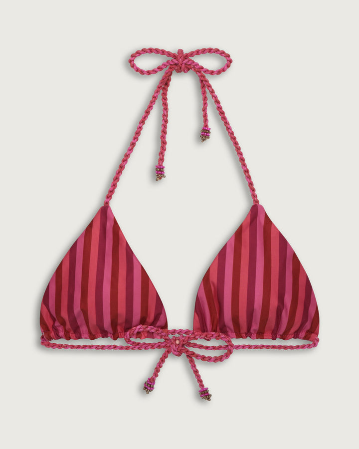 TOP SALINA TRIANGULOS REVERSIBLE FUCSIA STRIPES