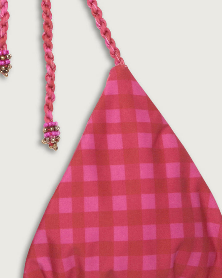 TOP SALINA TRIANGULOS REVERSIBLE FUCSIA STRIPES