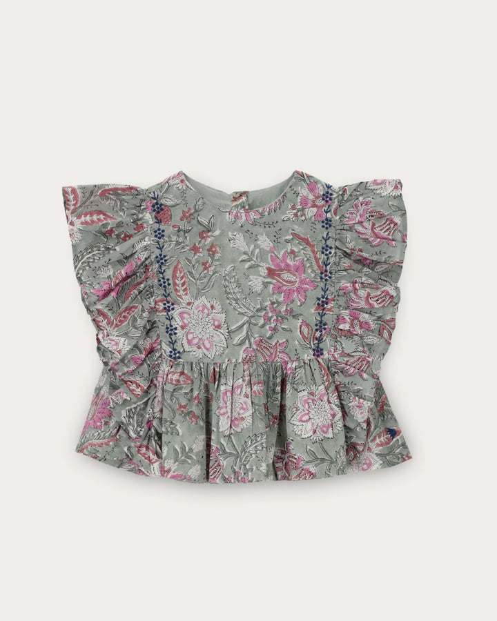 BLUSA GIADA GREEN FLOWERS PETIT