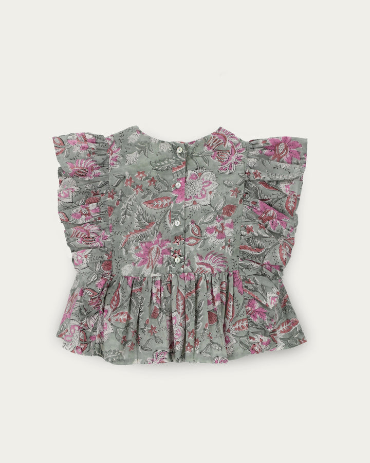 BLUSA GIADA GREEN FLOWERS PETIT