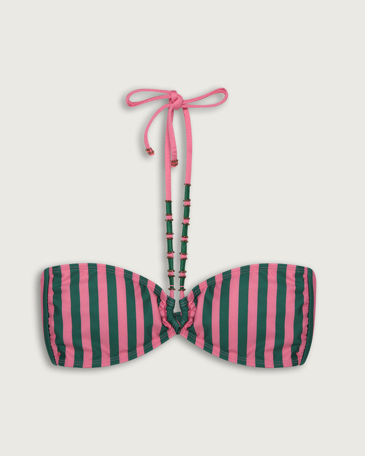TOP HALTER MOSTACILLAS GREEN STRIPES
