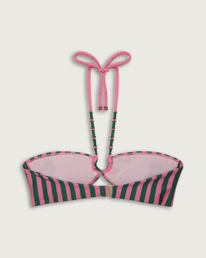 TOP HALTER MOSTACILLAS GREEN STRIPES