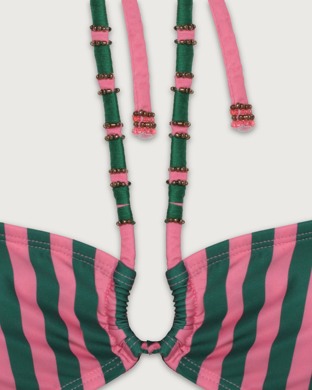 TOP HALTER MOSTACILLAS GREEN STRIPES