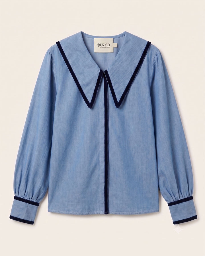 BLUSA ZOLA DENIM VELVET STRIPES