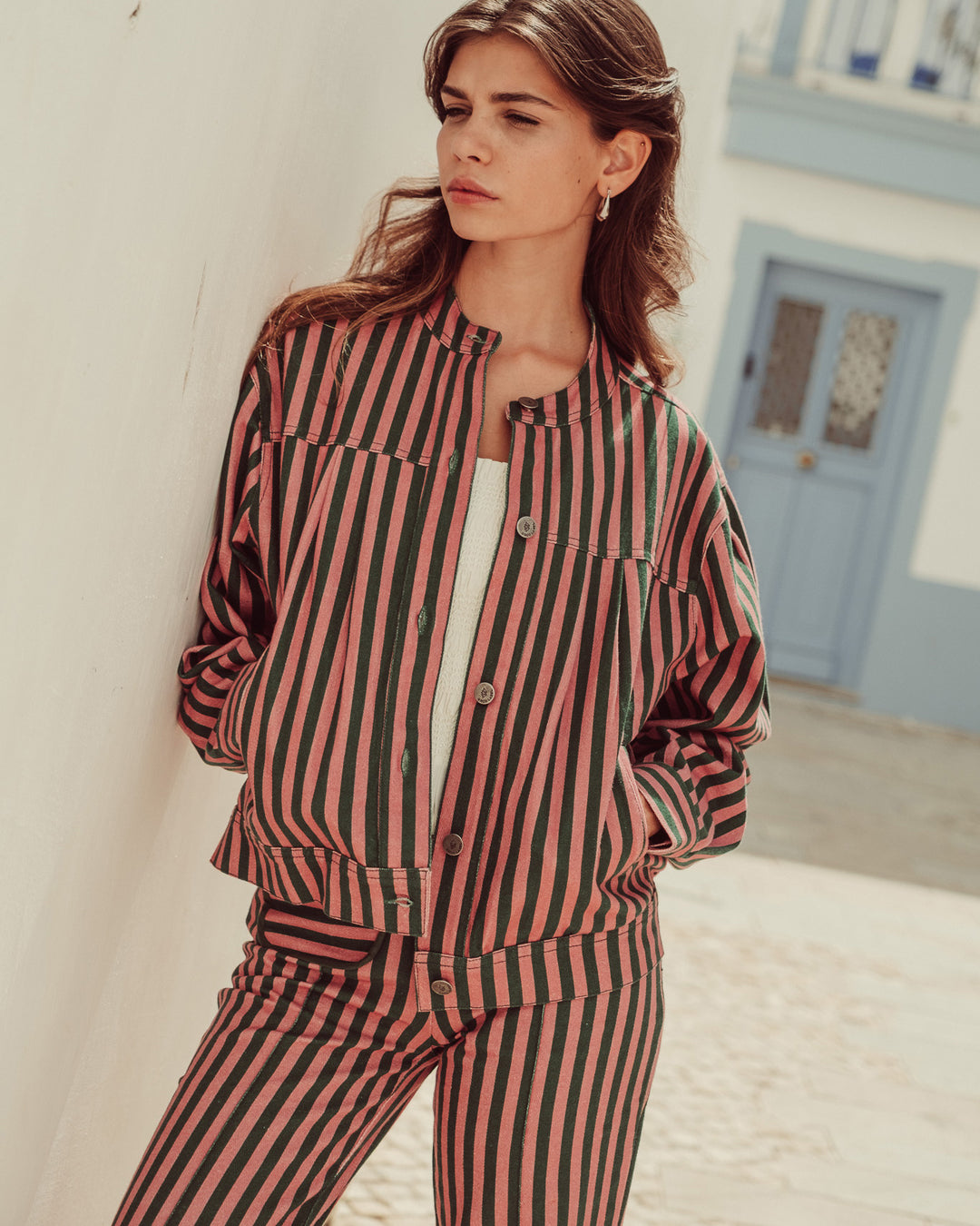 PANTALON BURDEOS GREEN STRIPES