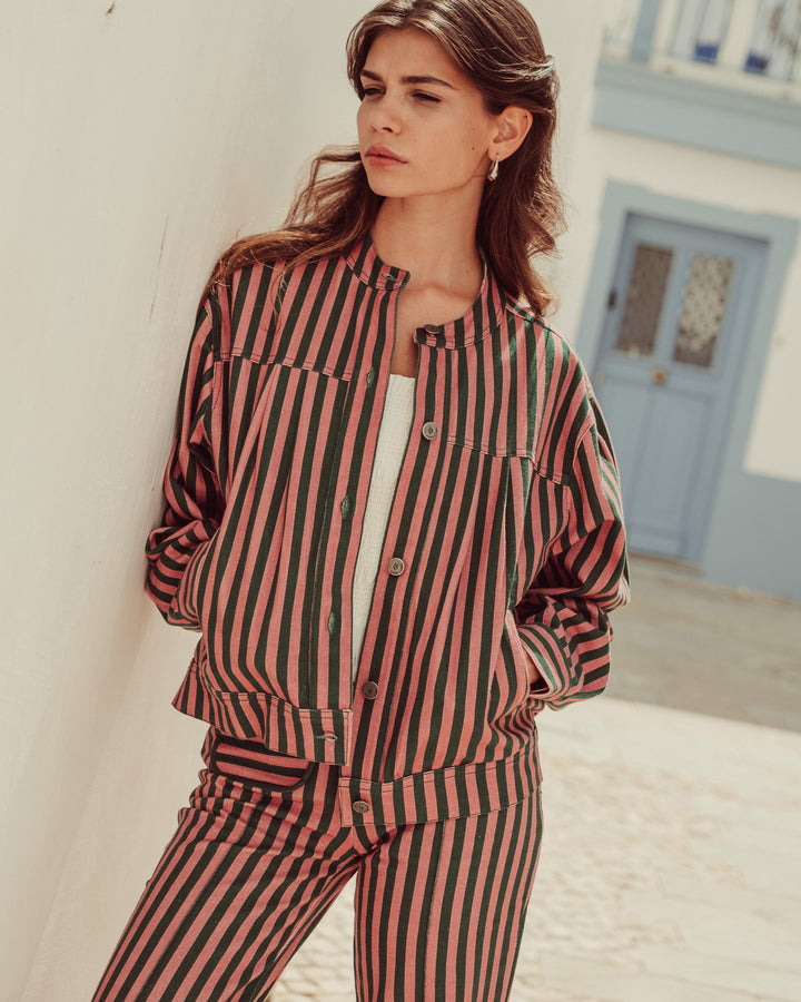 PANTALON BURDEOS GREEN STRIPES