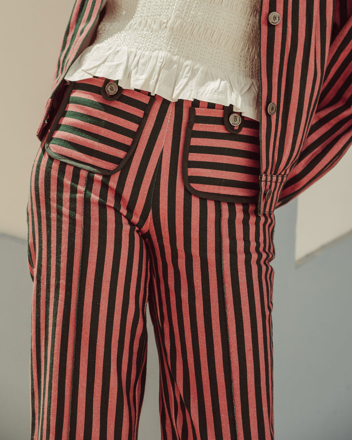 PANTALON BURDEOS GREEN STRIPES