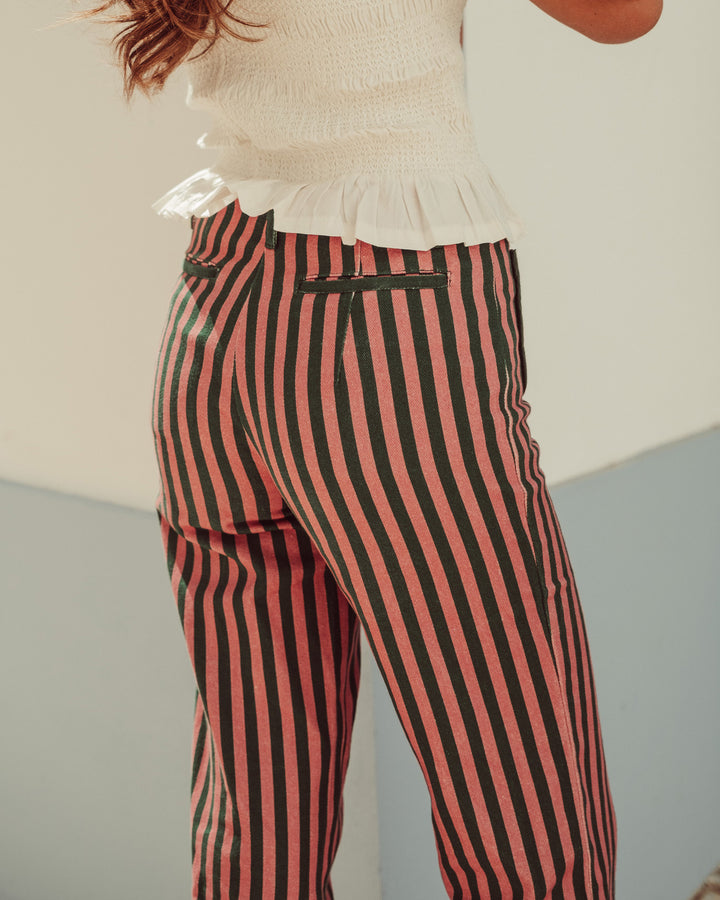 PANTALON BURDEOS GREEN STRIPES