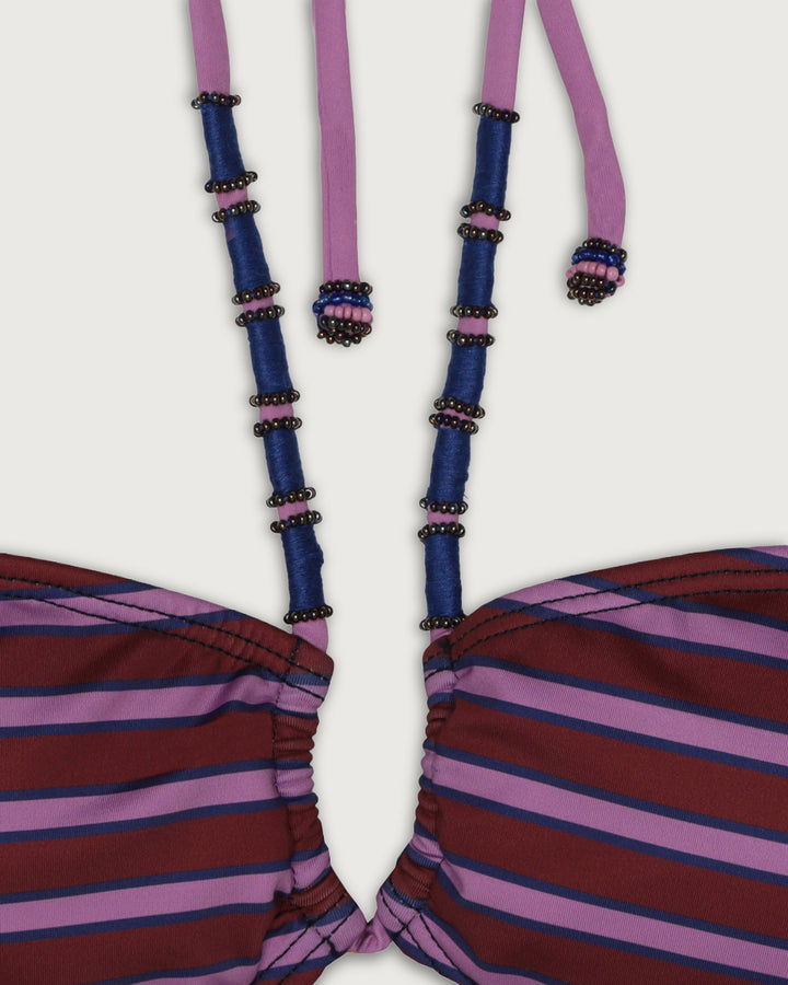 TOP HALTER MOSTACILLAS LILA STRIPES