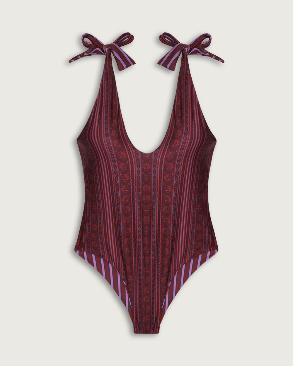 ONE PIECE CORAL LILA STRIPES / CIRCUS PRINT