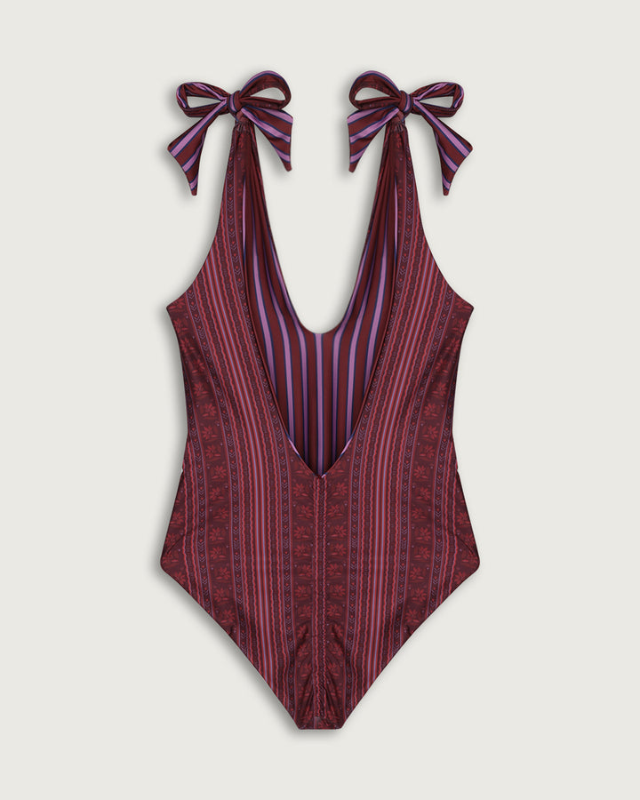 ONE PIECE CORAL LILA STRIPES / CIRCUS PRINT