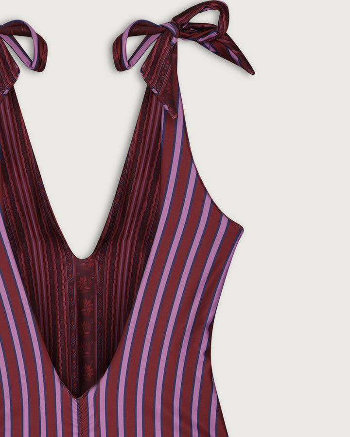 ONE PIECE CORAL LILA STRIPES / CIRCUS PRINT