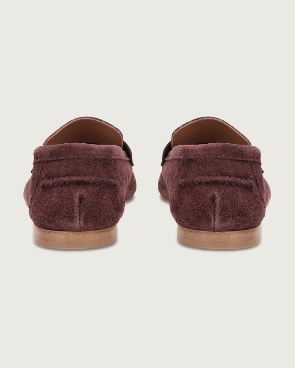 Mocasín Margot color burdeo en cuero gamuzado, calzado artesanal Made in Italy con taco de 1,2 cm y plantilla de cuero, diseño clásico sofisticado.