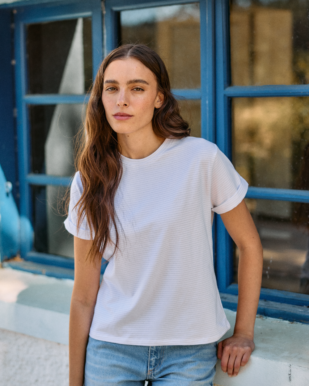 POLERA GRANADA LÍNEAS BRILLOS