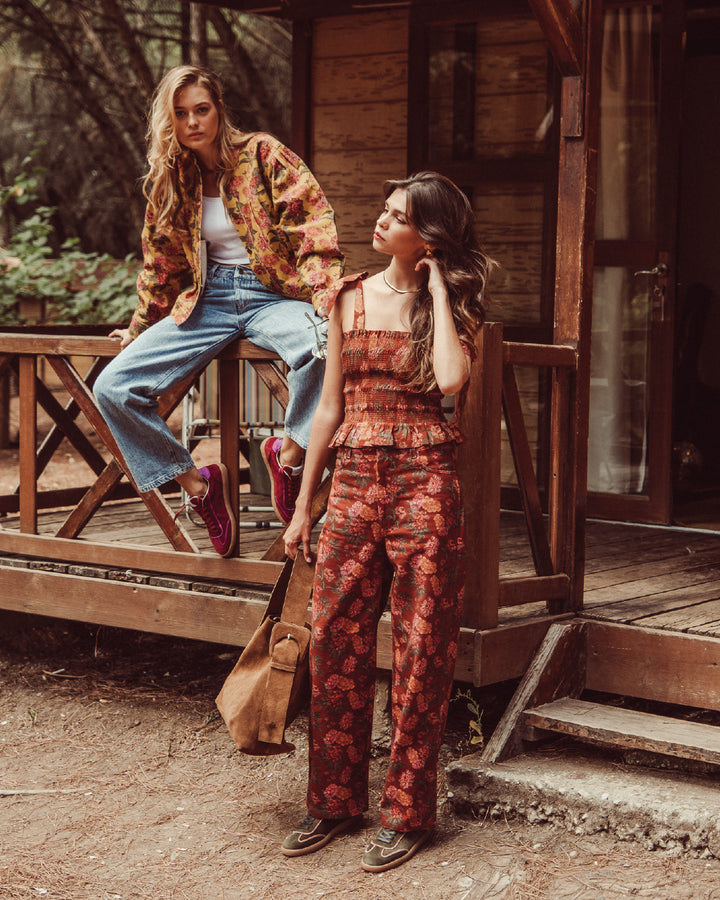 JEANS ROCKY RED FLOWERS