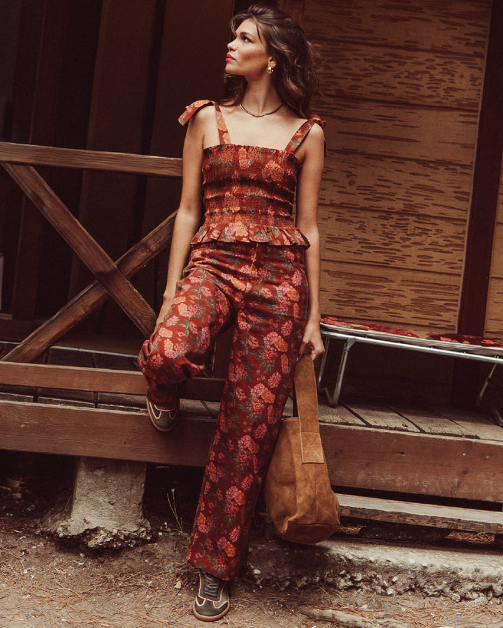 BLUSA CELINE RED FLOWERS