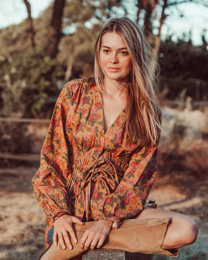 BLUSA SANTANA YELLOW FLOWERS