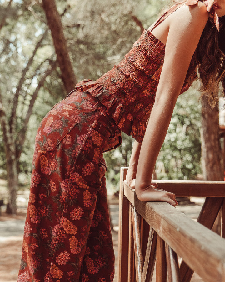 JEANS ROCKY RED FLOWERS