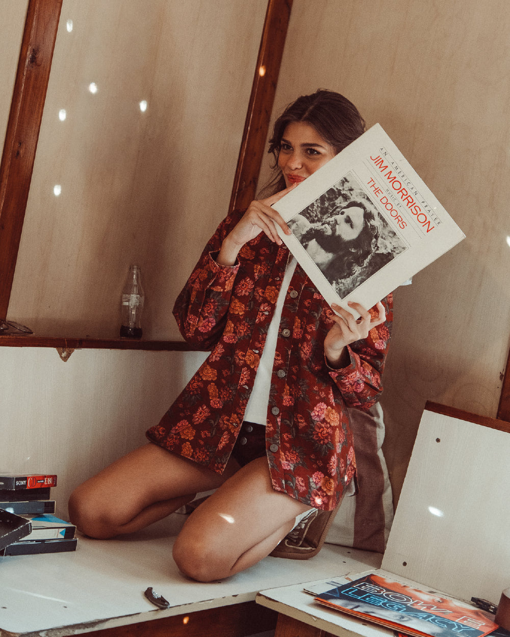 SOBRECAMISA BOWIE RED FLOWERS