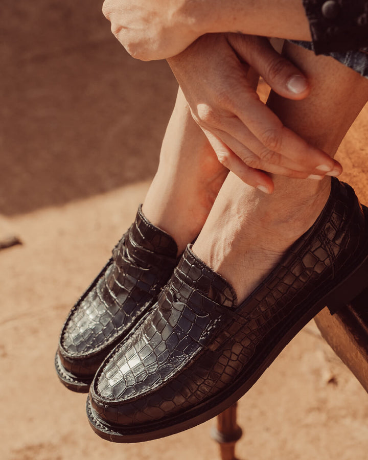 MOCASÍN GÉNOVA BLACK CROCO