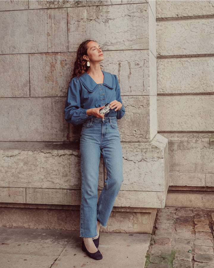 BLUSA FLORE DENIM