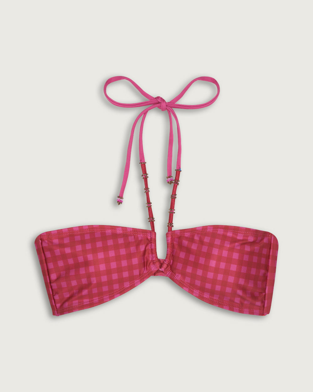 TOP HALTER MOSTACILLAS PINK VICHY