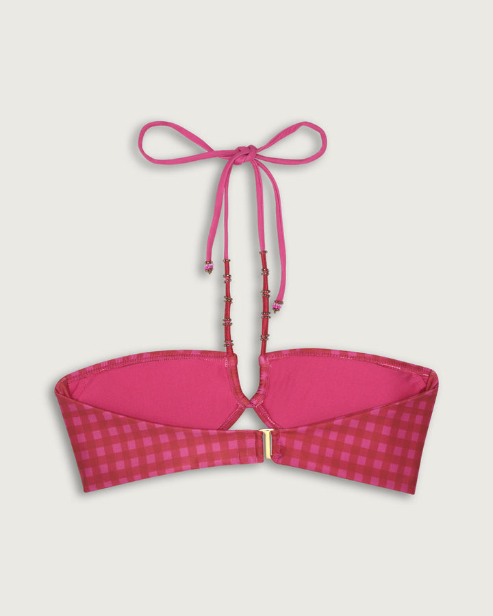 TOP HALTER MOSTACILLAS PINK VICHY