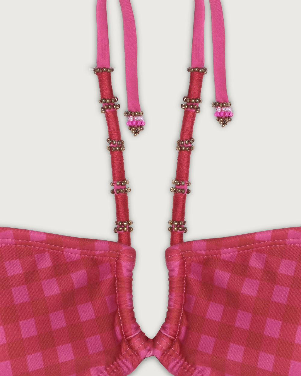 TOP HALTER MOSTACILLAS PINK VICHY