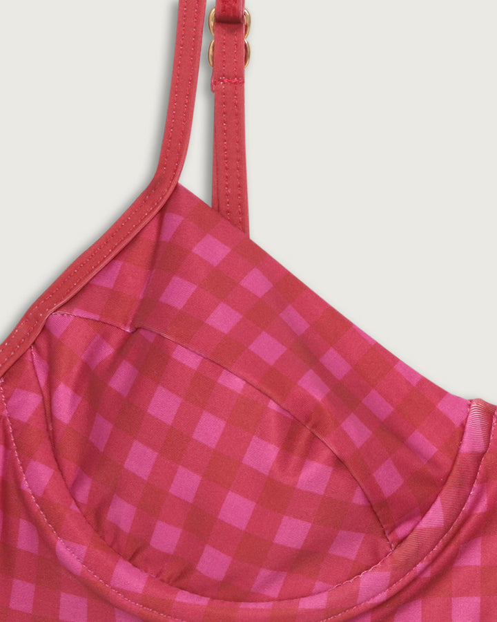TOP LILIA CON ARCO PINK VICHY