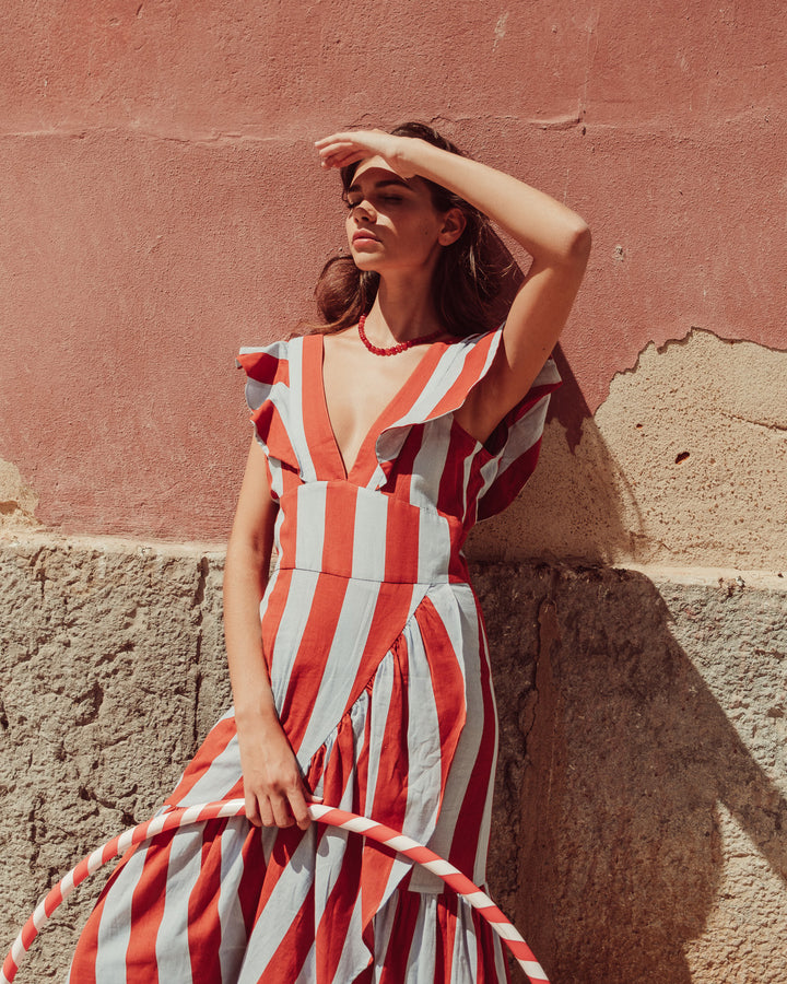 VESTIDO ENIGMA RED STRIPES