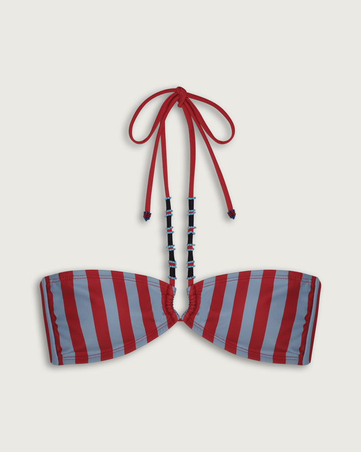 TOP HALTER MOSTACILLAS RED STRIPES