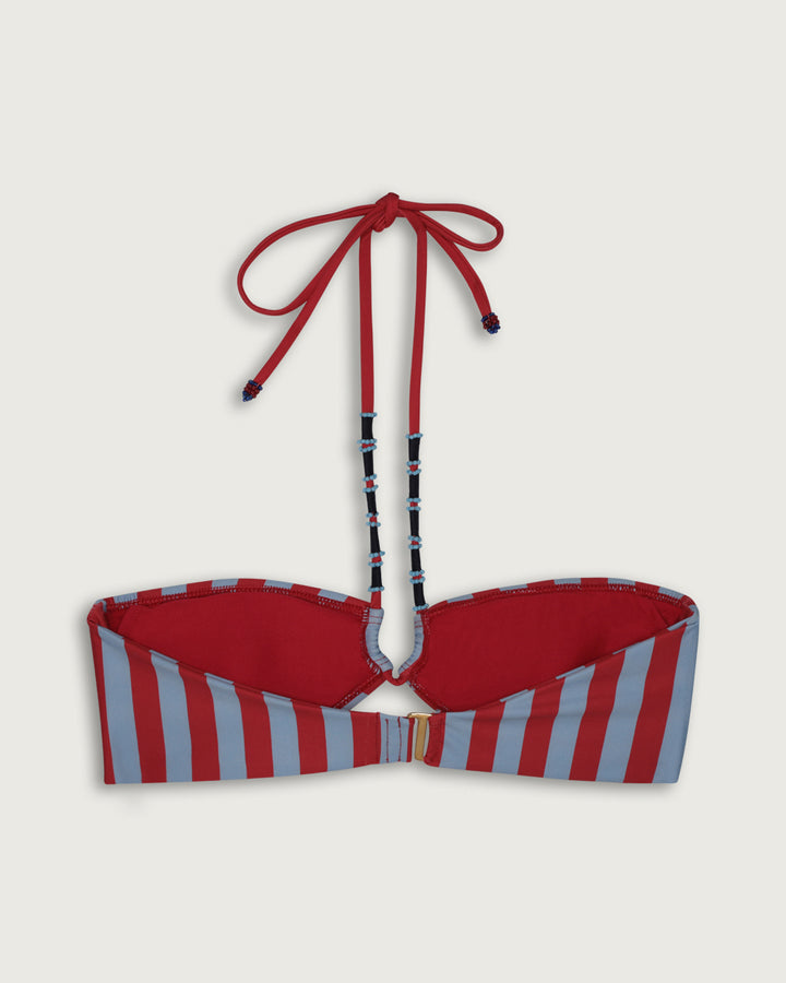 TOP HALTER MOSTACILLAS RED STRIPES