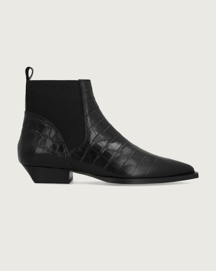 BOTÍN SARI CROCO NEGRO
